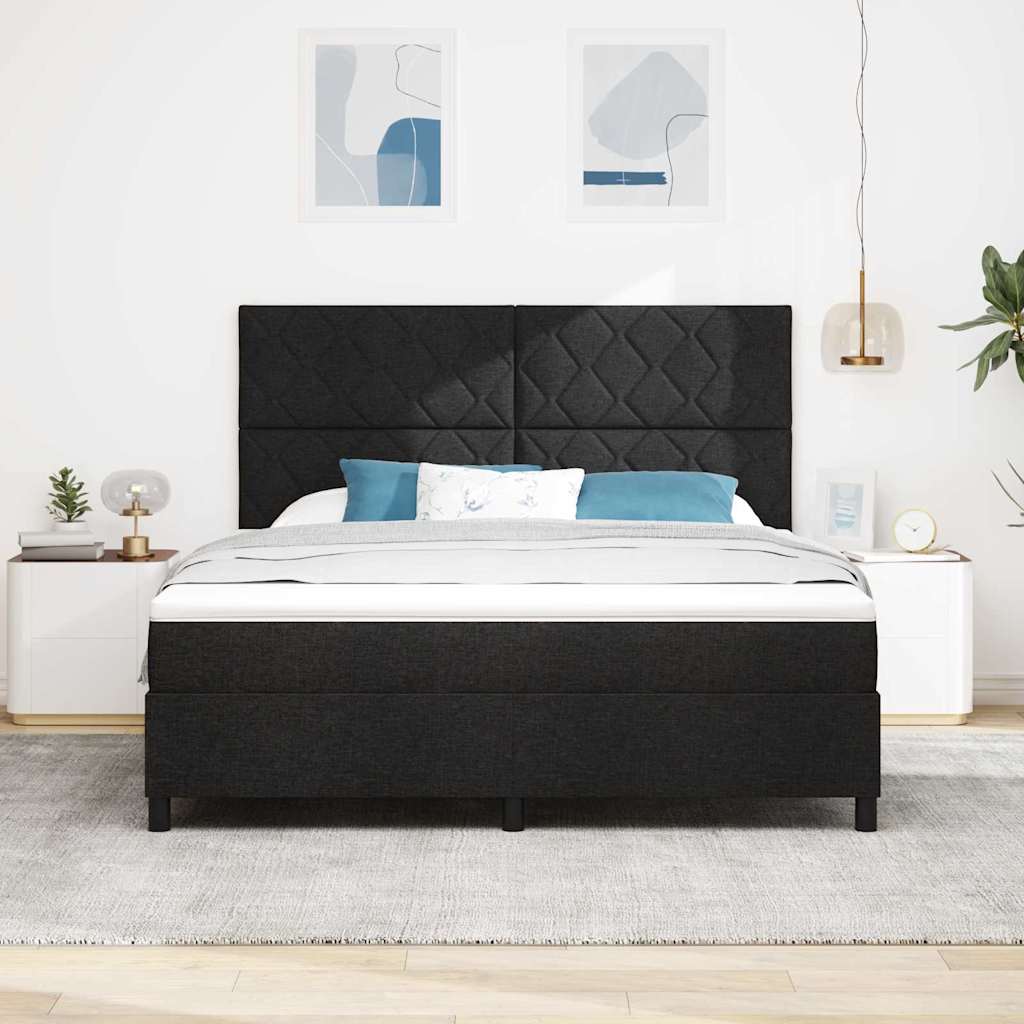 Boxspringbed met hoofdeinde Zwart 180 x 200 cm Stof