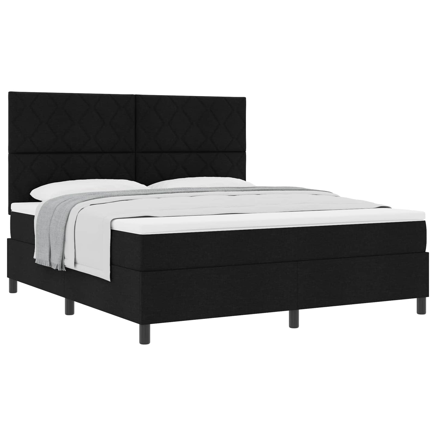 Boxspringbed met hoofdeinde Zwart 180 x 200 cm Stof