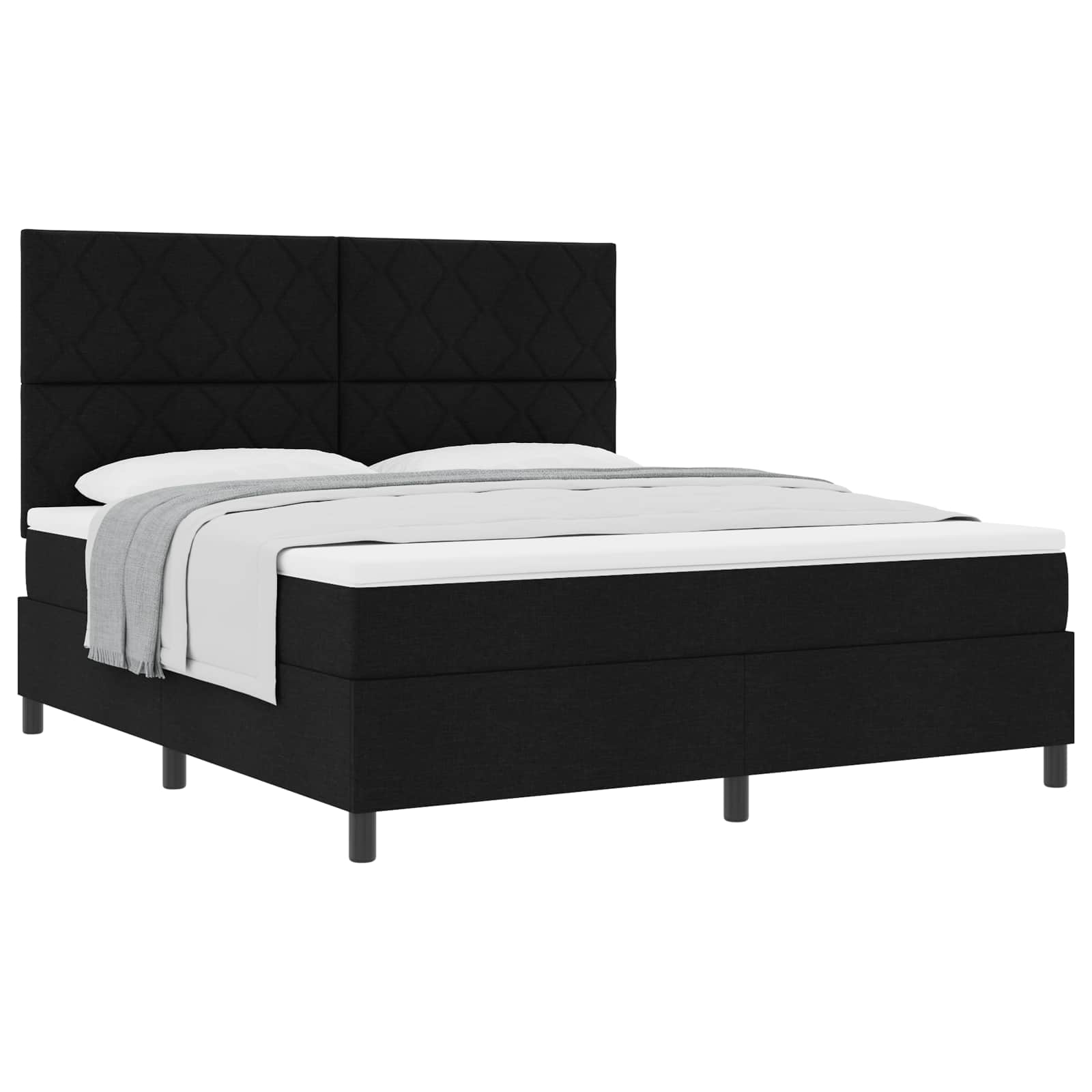 Boxspringbed met hoofdeinde Zwart 180 x 200 cm Stof