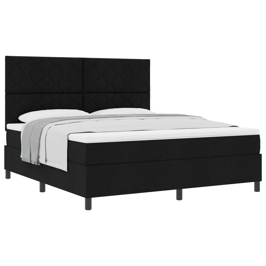 Boxspringbed met hoofdeinde Zwart 180 x 200 cm Stof