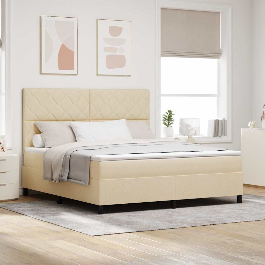 Boxspringbed met hoofdeinde Crème 180 x 200 cm Stof