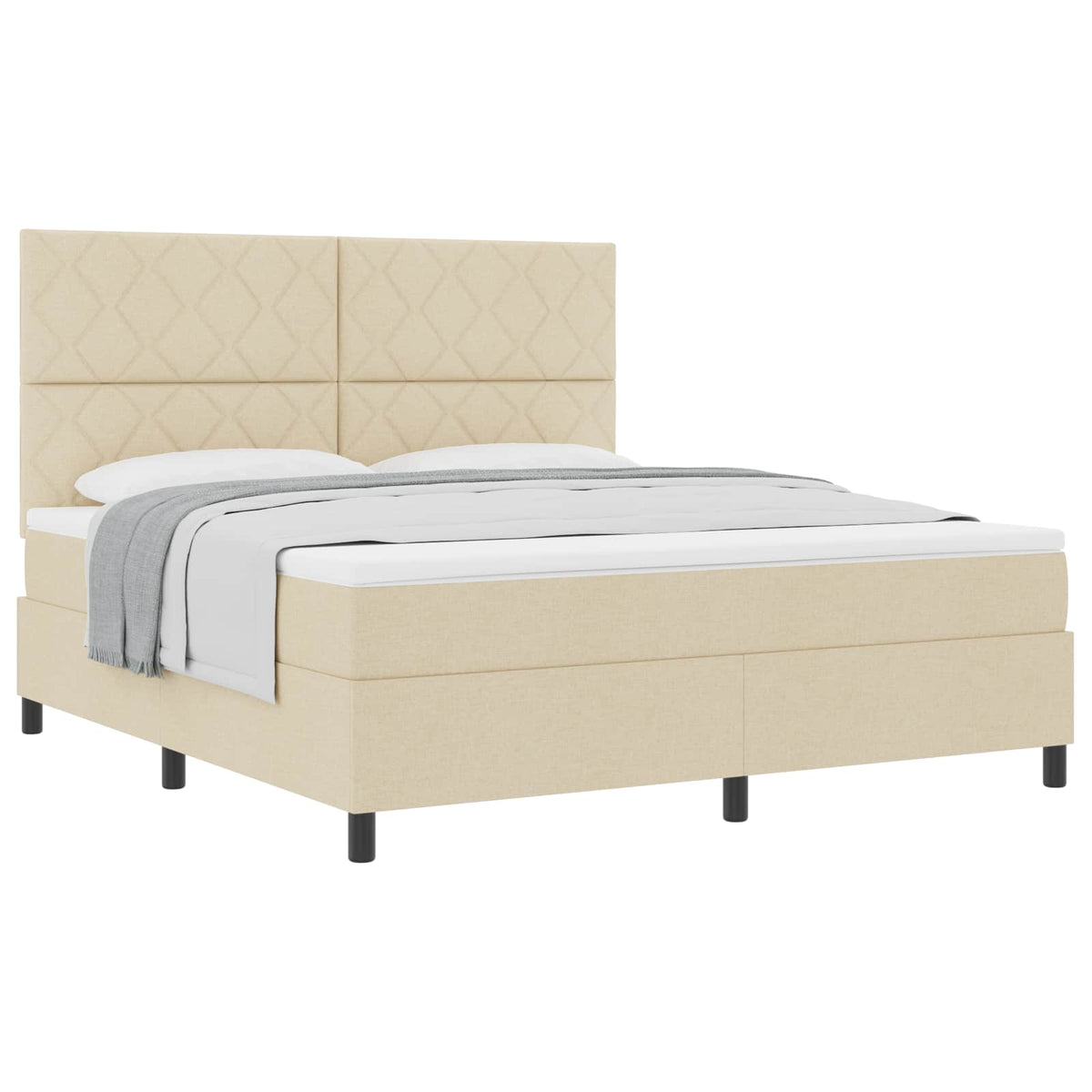 Boxspringbed met hoofdeinde Crème 180 x 200 cm Stof