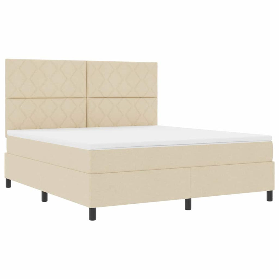 Boxspringbed met hoofdeinde Crème 180 x 200 cm Stof