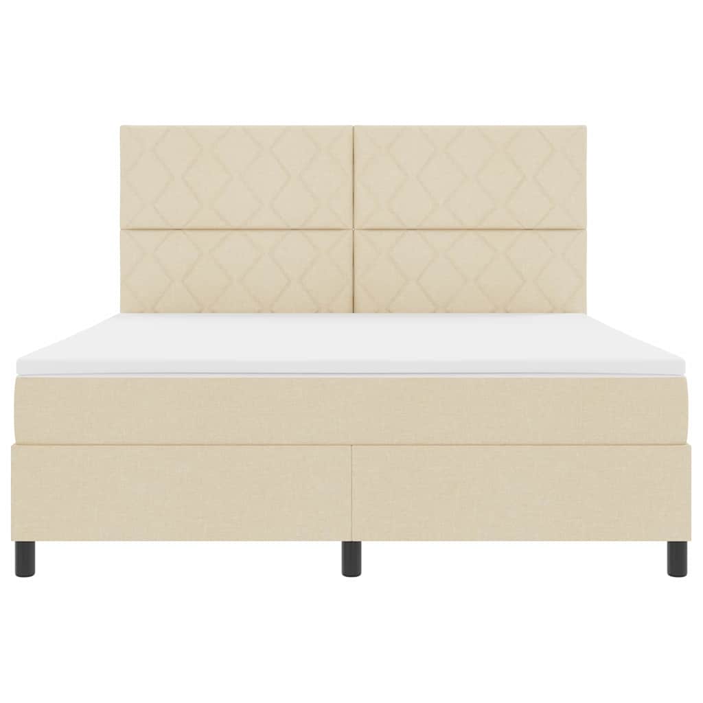 Boxspringbed met hoofdeinde Crème 180 x 200 cm Stof