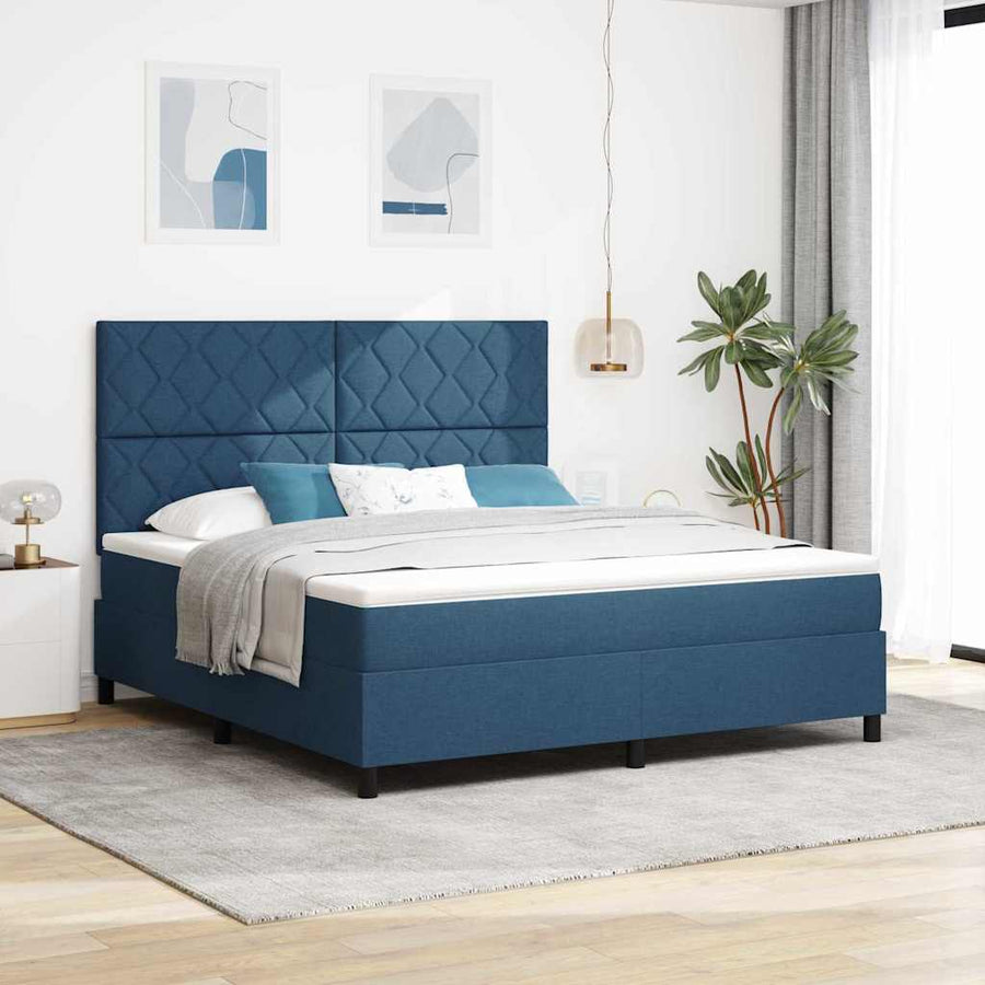 Boxspringbed met hoofdeinde Blauw 180 x 200 cm Stof