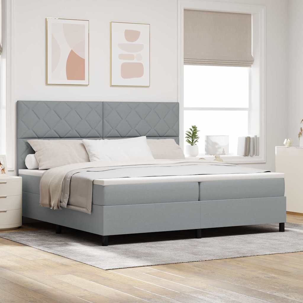 Boxspringbed met matras Lichtgrijs 200 x 200 cm Stof