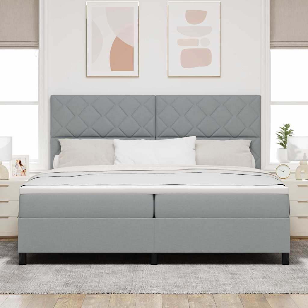 Boxspringbed met matras Lichtgrijs 200 x 200 cm Stof