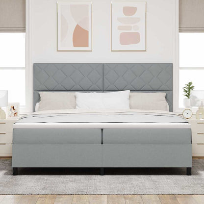 Boxspringbed met matras Lichtgrijs 200 x 200 cm Stof