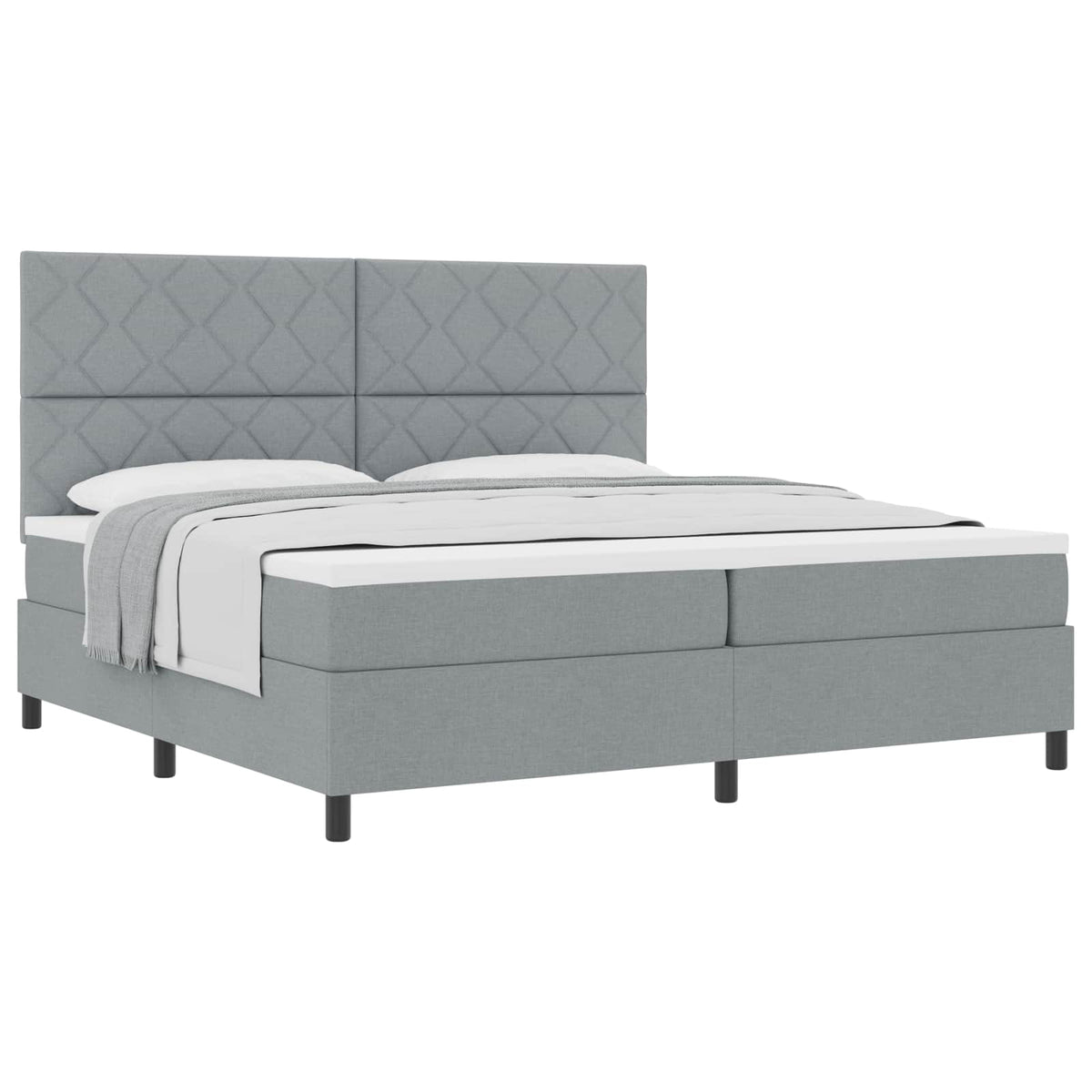Boxspringbed met matras Lichtgrijs 200 x 200 cm Stof