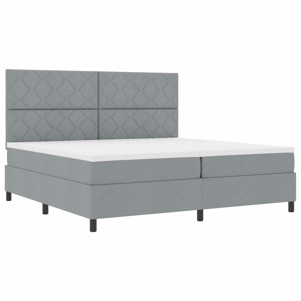 Boxspringbed met matras Lichtgrijs 200 x 200 cm Stof