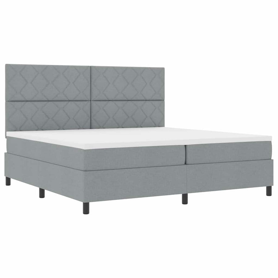 Boxspringbed met matras Lichtgrijs 200 x 200 cm Stof