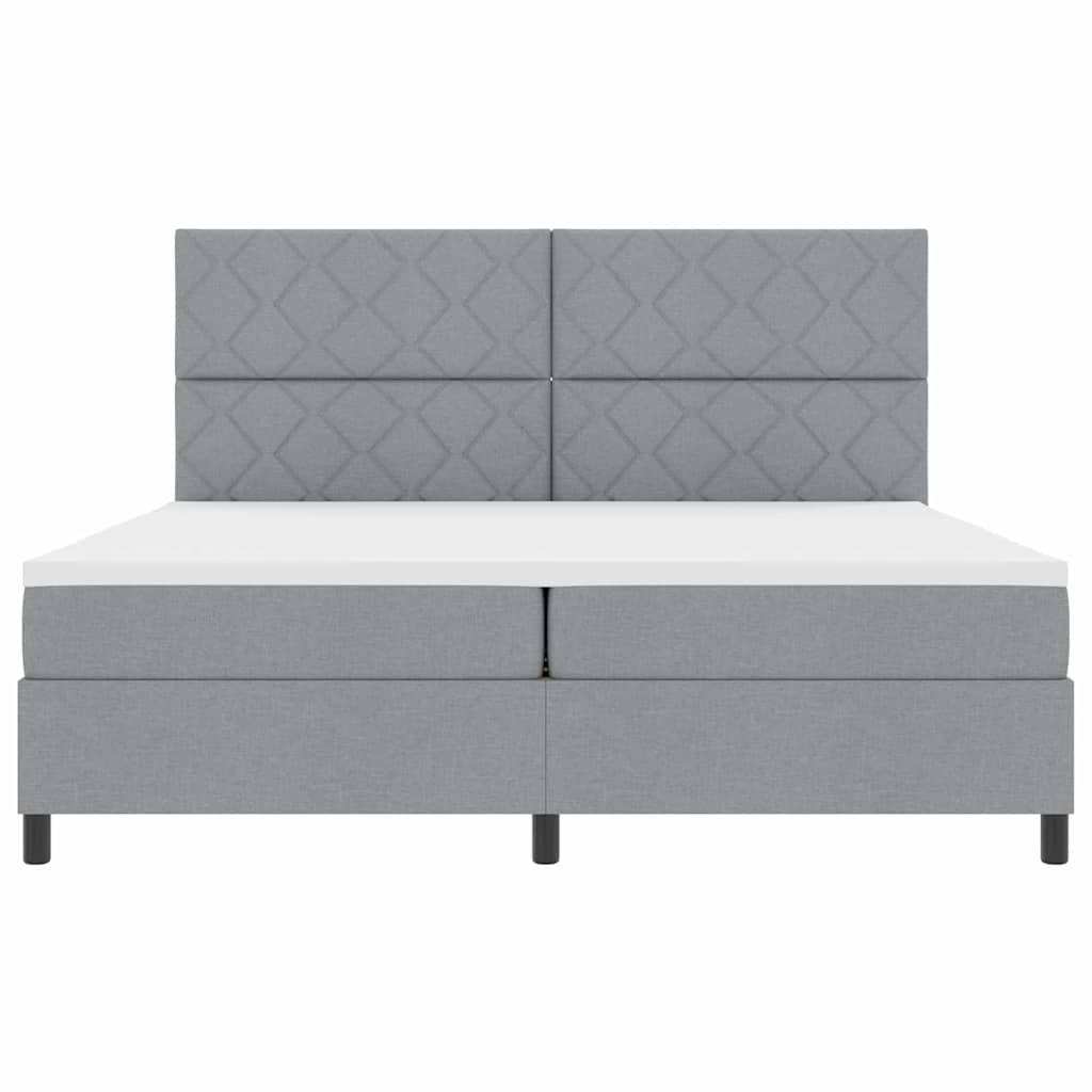 Boxspringbed met matras Lichtgrijs 200 x 200 cm Stof