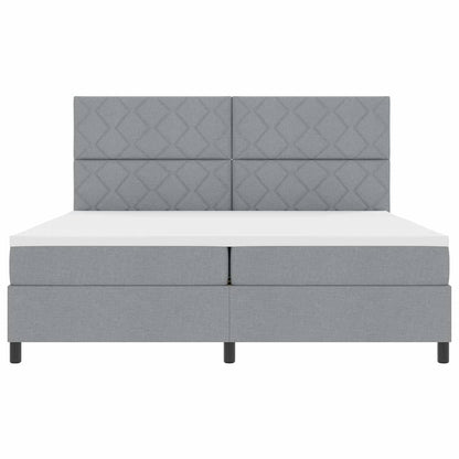 Boxspringbed met matras Lichtgrijs 200 x 200 cm Stof