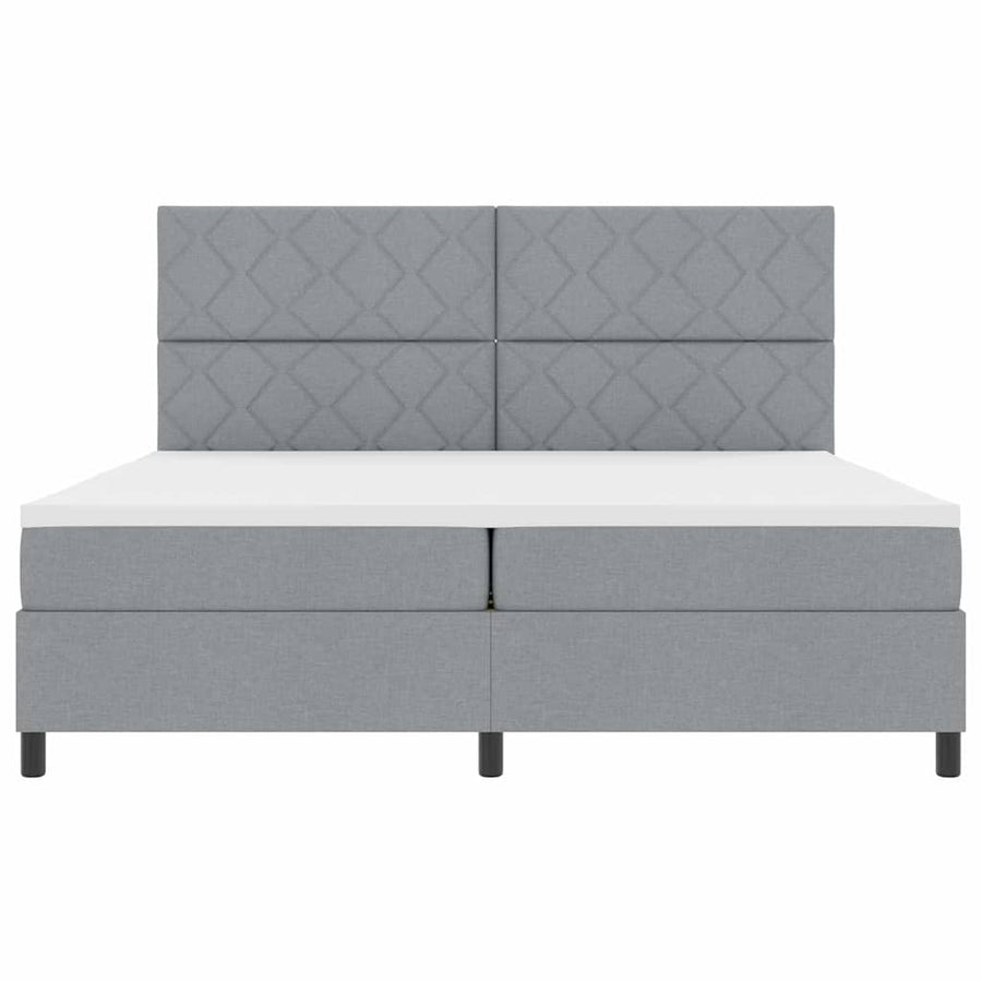 Boxspringbed met matras Lichtgrijs 200 x 200 cm Stof