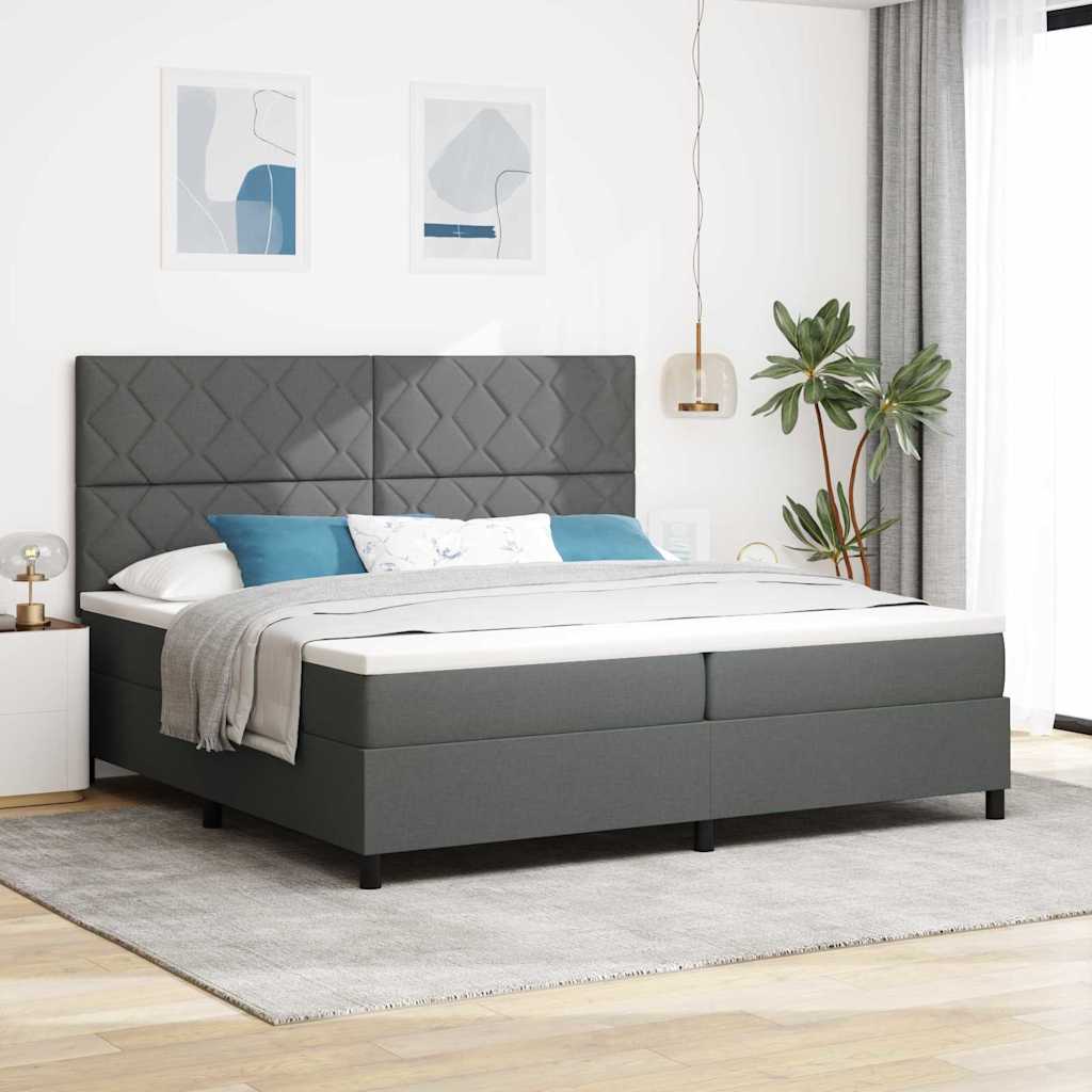 Boxspringbed met matras Donkergrijs 200 x 200 cm Stof