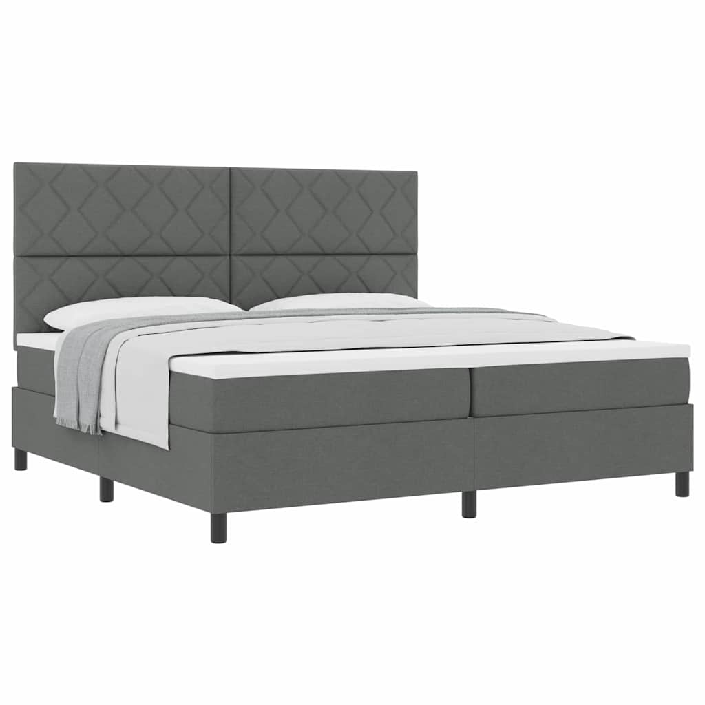 Boxspringbed met matras Donkergrijs 200 x 200 cm Stof
