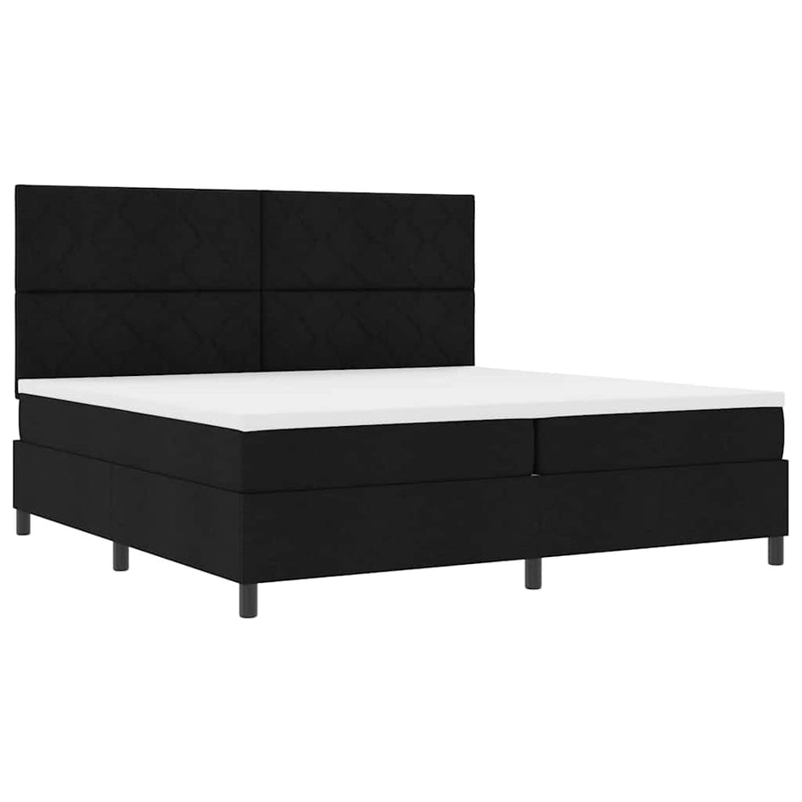 Boxspringbed met matras met hoofdeinde Zwart 200 x 200 cm Stof