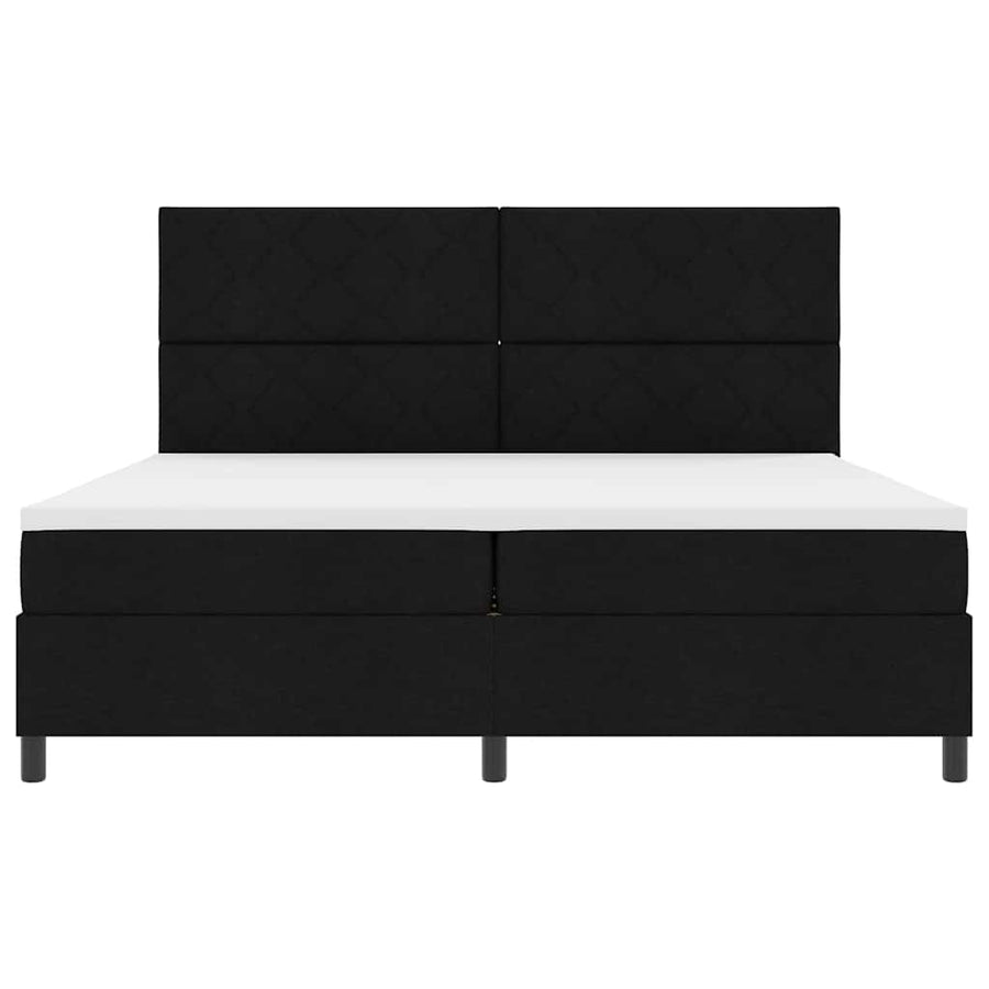 Boxspringbed met matras met hoofdeinde Zwart 200 x 200 cm Stof