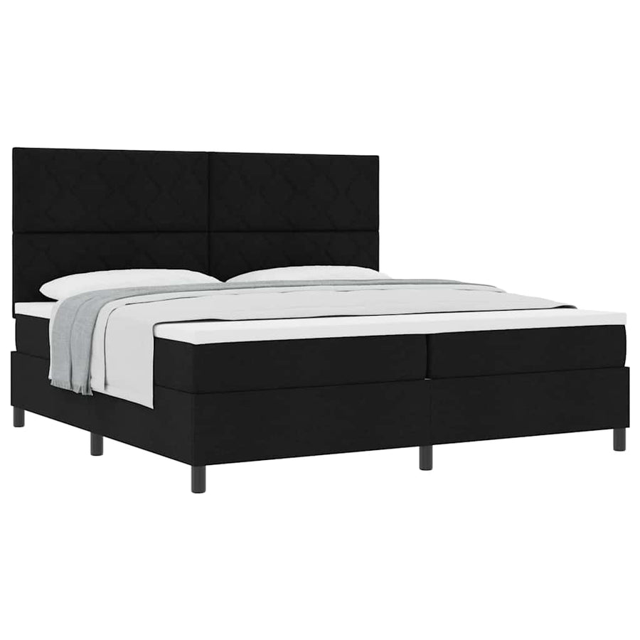 Boxspringbed met matras met hoofdeinde Zwart 200 x 200 cm Stof