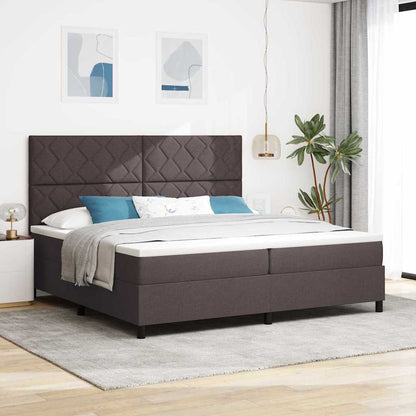 Boxspring bed met matras Donkerbruin 200 x 200 cm Stof