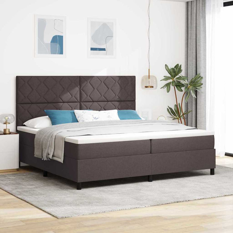 Boxspring bed met matras Donkerbruin 200 x 200 cm Stof