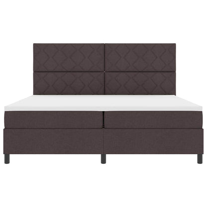 Boxspring bed met matras Donkerbruin 200 x 200 cm Stof