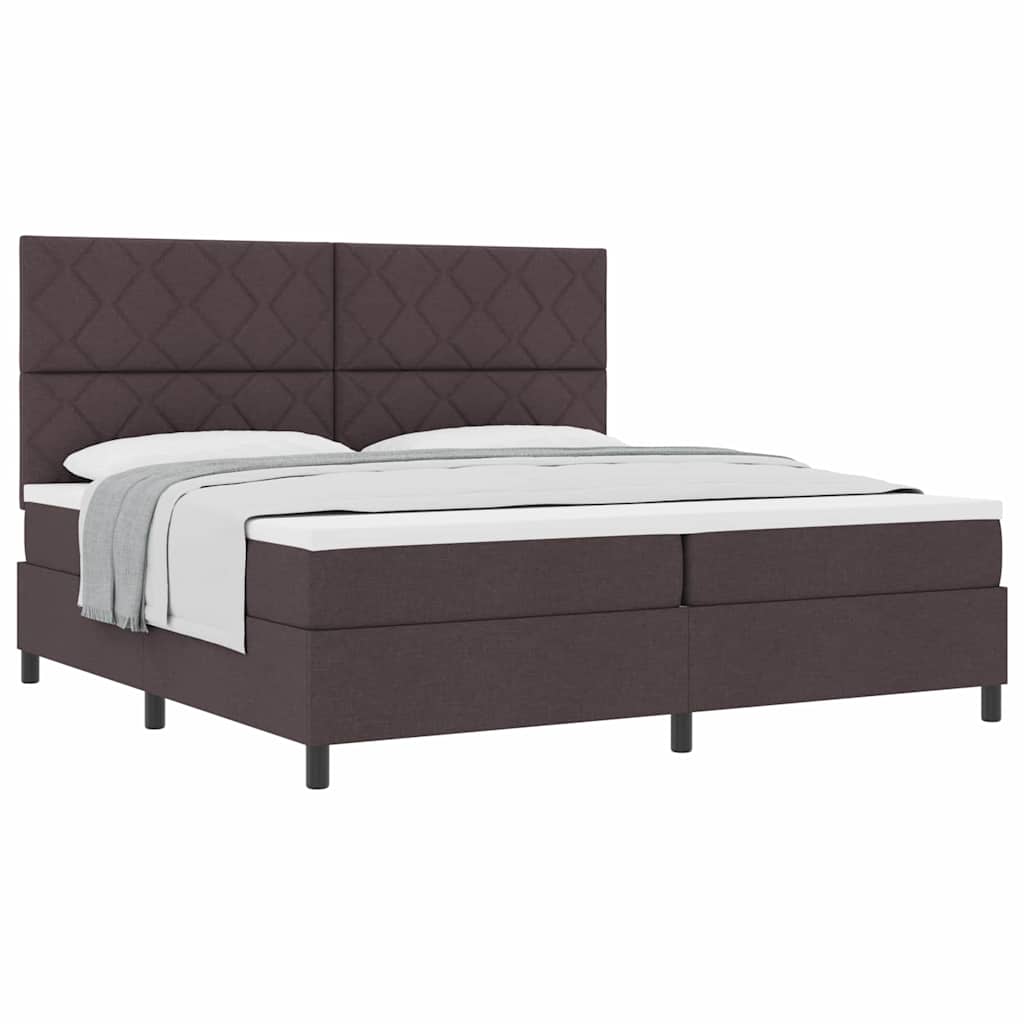 Boxspring bed met matras Donkerbruin 200 x 200 cm Stof