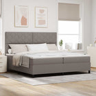 Boxspringbed 200x200 cm taupe hoofdeinde stof