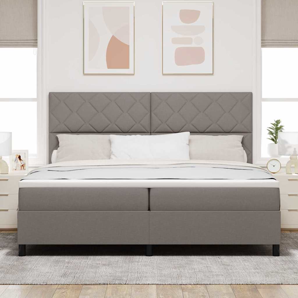 Boxspringbed met hoofdeinde Taupe 200 x 200 cm Stof