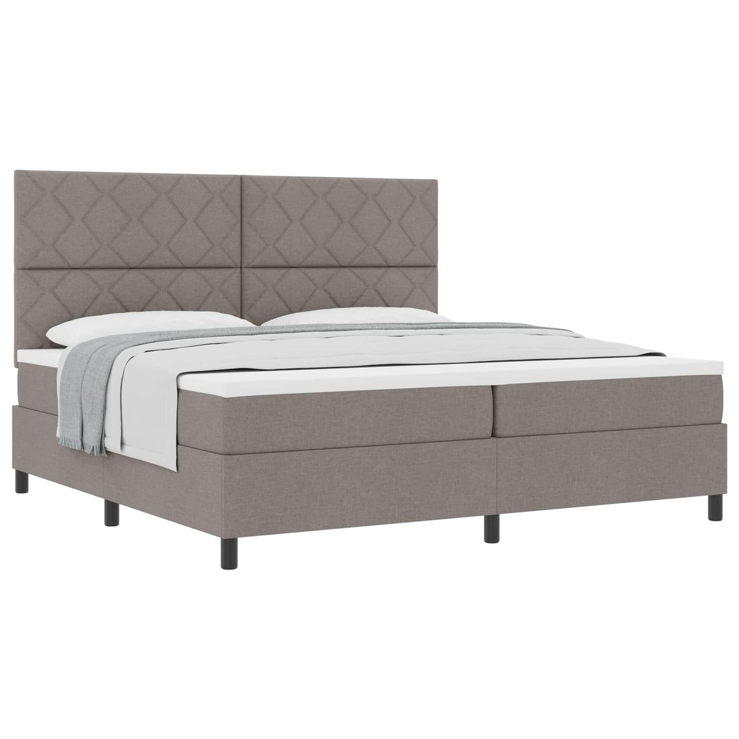 Boxspringbed met hoofdeinde Taupe 200 x 200 cm Stof
