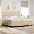 Box spring bed with mattress with headboard Cream 200 x 200 cm Fabric