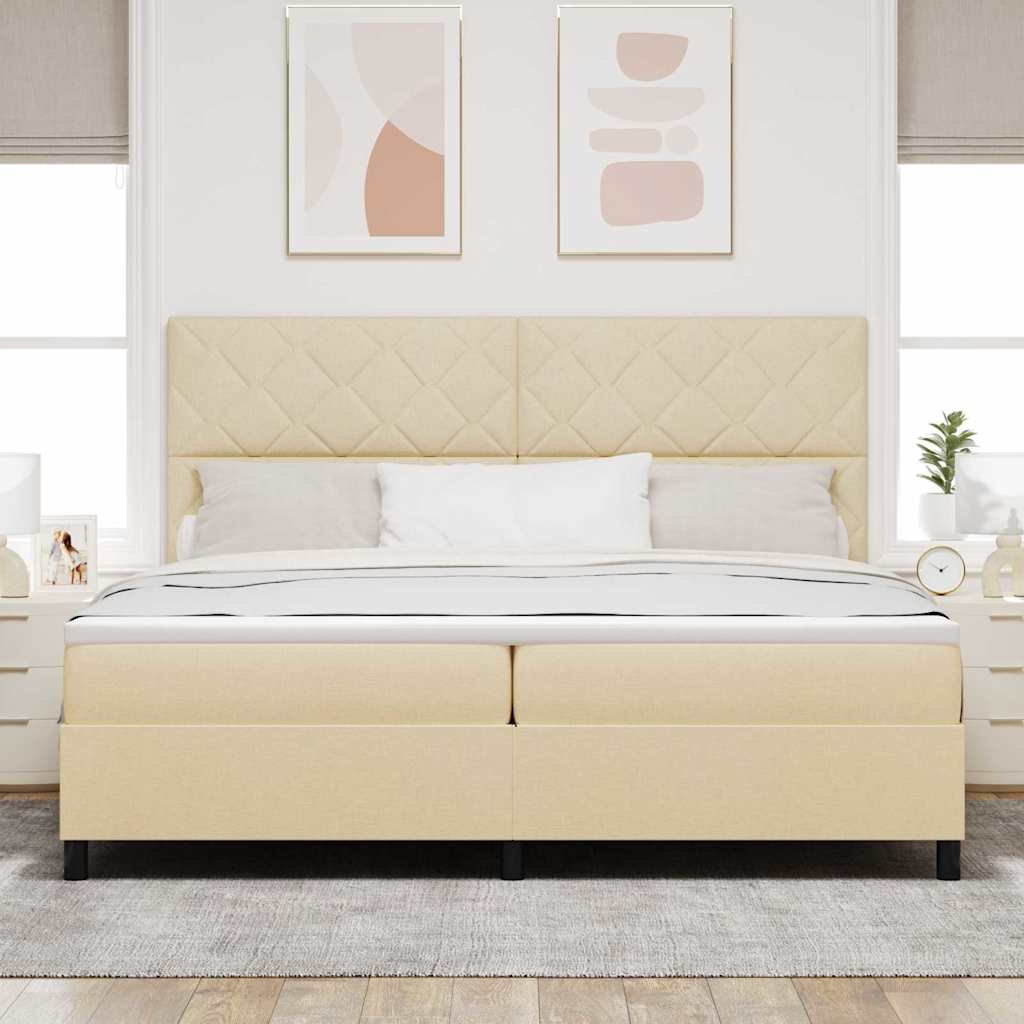 Boxspring bed met matras met hoofdeinde Crème 200 x 200 cm Stof
