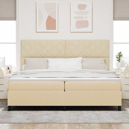 Boxspring bed met matras met hoofdeinde Crème 200 x 200 cm Stof