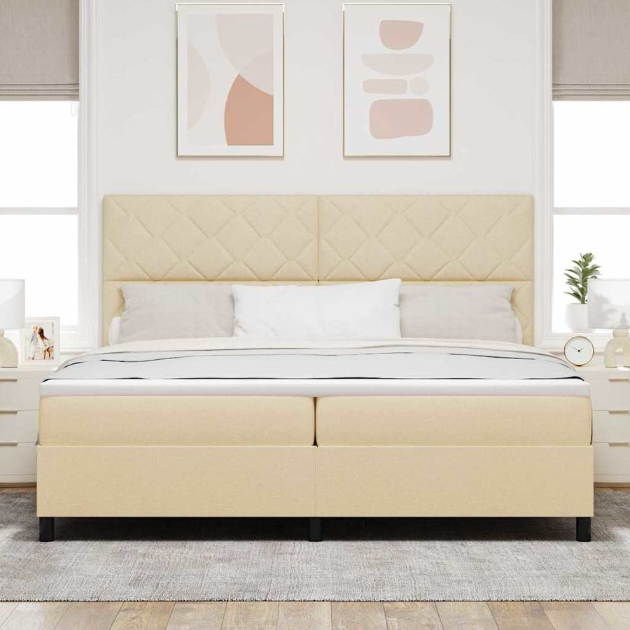 Boxspring bed met matras met hoofdeinde Crème 200 x 200 cm Stof