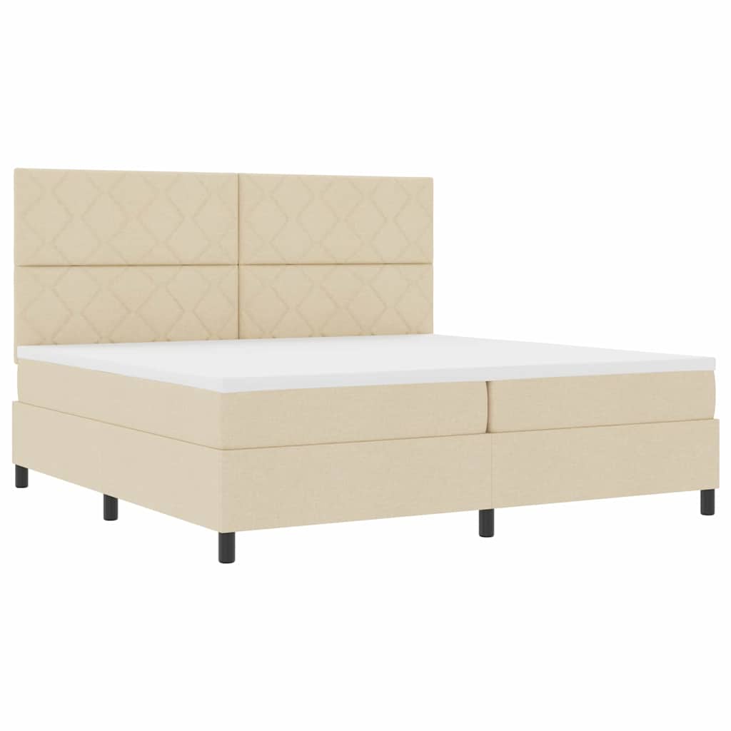 Boxspring bed met matras met hoofdeinde Crème 200 x 200 cm Stof