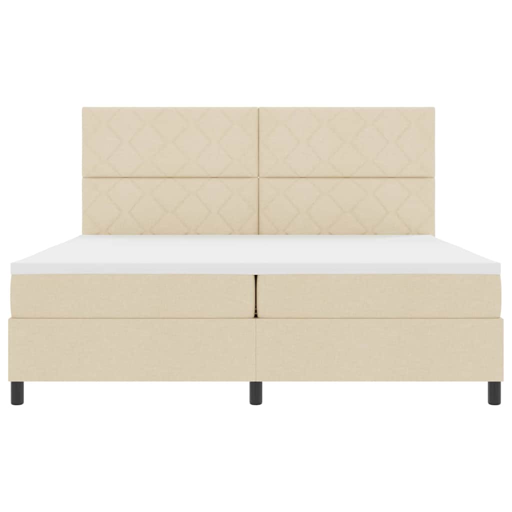 Boxspring bed met matras met hoofdeinde Crème 200 x 200 cm Stof