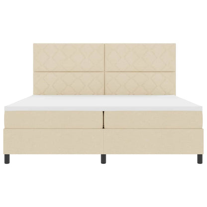 Boxspring bed met matras met hoofdeinde Crème 200 x 200 cm Stof