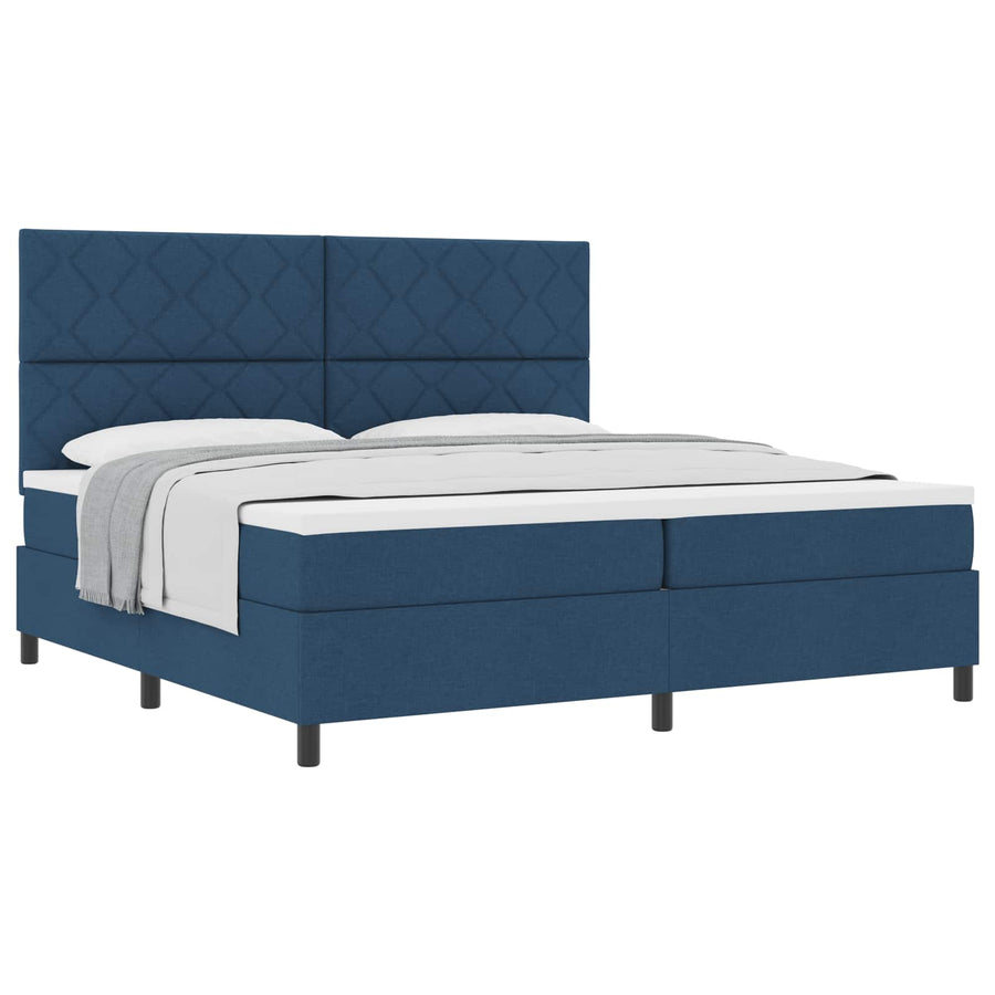 Boxspringbed met matras met hoofdeinde Blauw 200 x 200 cm Stof