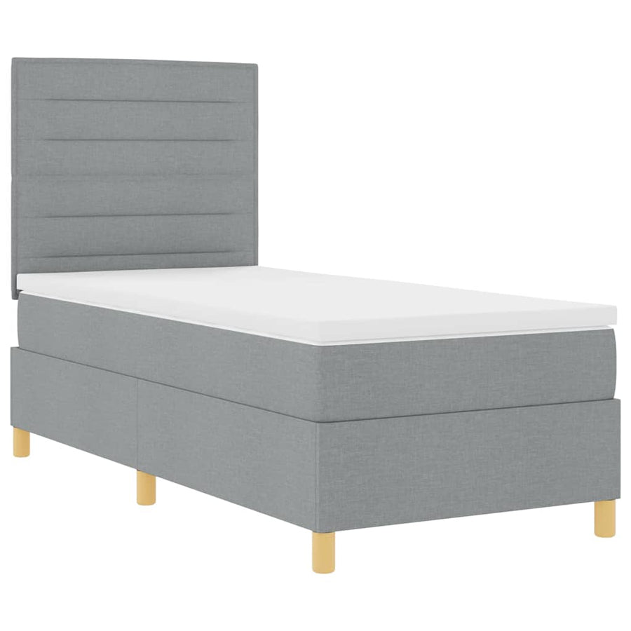 Boxspring bed met hoofdeinde Lichtgrijs 80 x 200 cm Stof