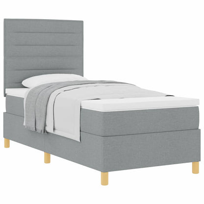 Boxspring bed met hoofdeinde Lichtgrijs 80 x 200 cm Stof