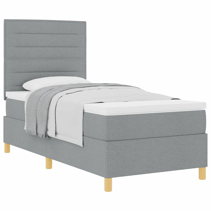 Boxspring bed met hoofdeinde Lichtgrijs 80 x 200 cm Stof