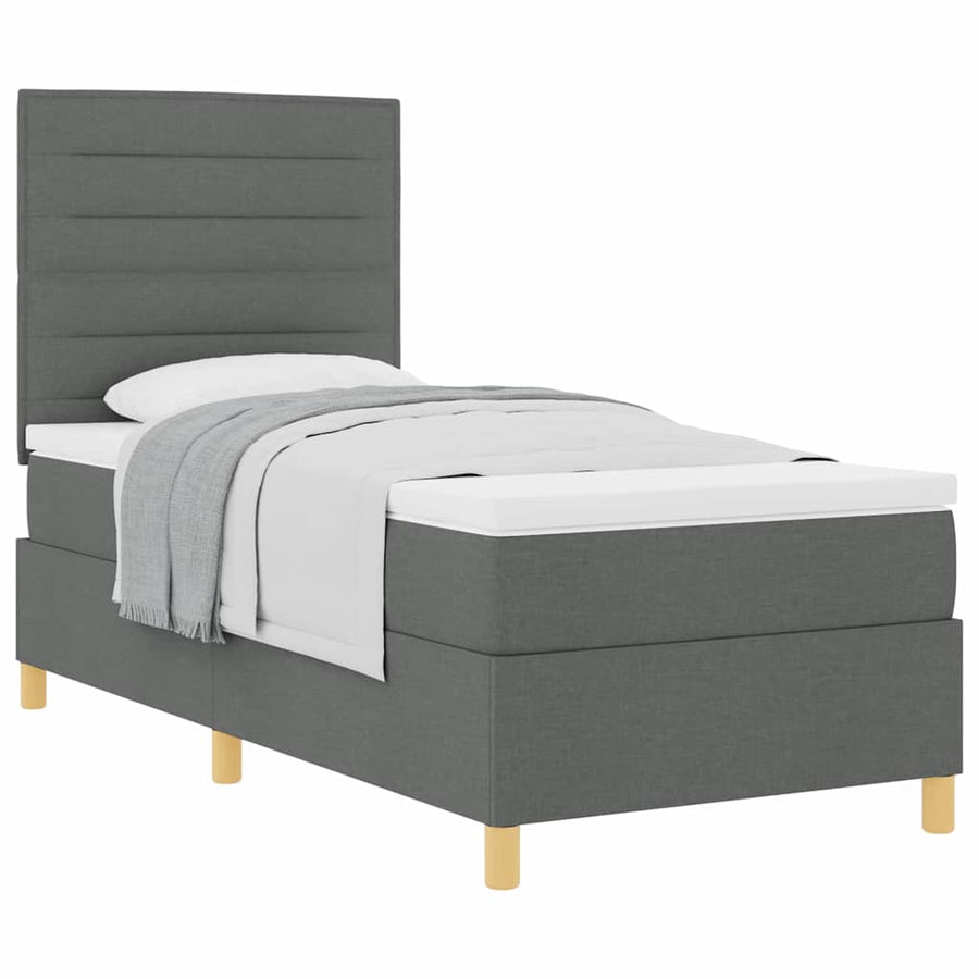 Boxspringbed met matras Donkergrijs 80 x 200 cm Stof