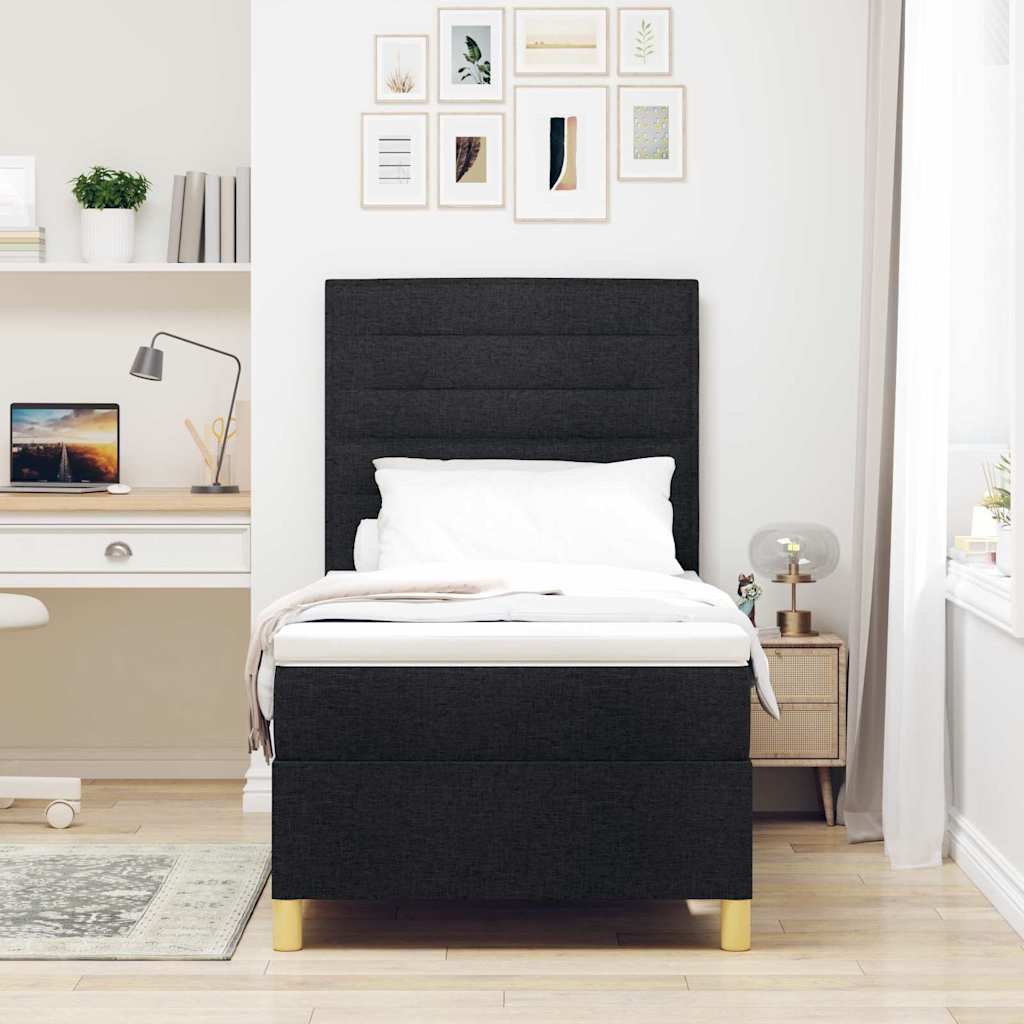 Boxspring bed met hoofdeinde Zwart 80 x 200 cm Stof