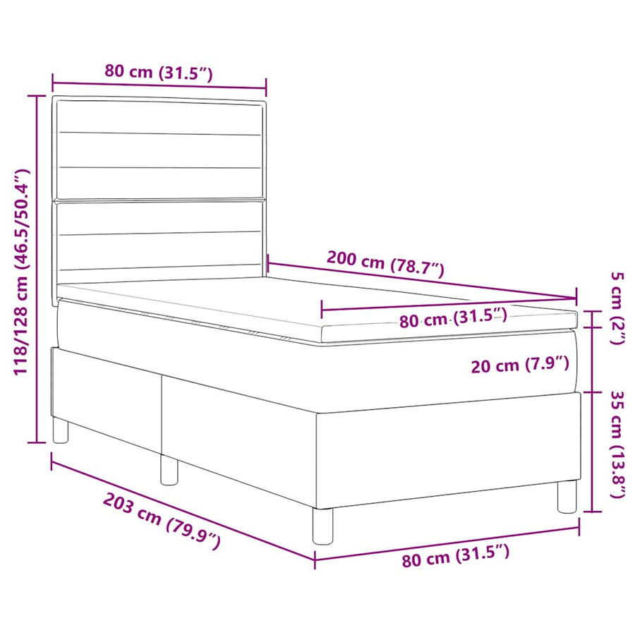 Boxspring bed met hoofdeinde Zwart 80 x 200 cm Stof