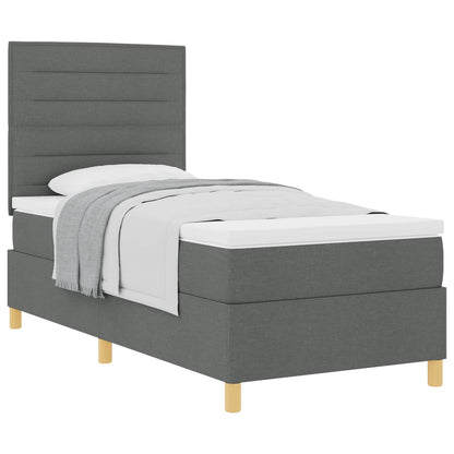 Boxspringbed met matras Donkergrijs 90 x 190 cm Stof