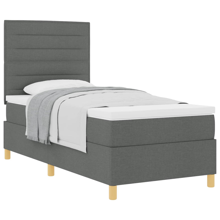 Boxspringbed met matras Donkergrijs 90 x 190 cm Stof