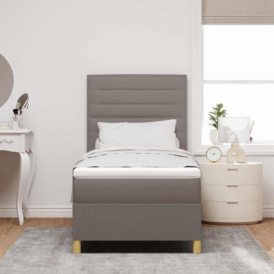 Boxspringbed met matras stof taupe Single