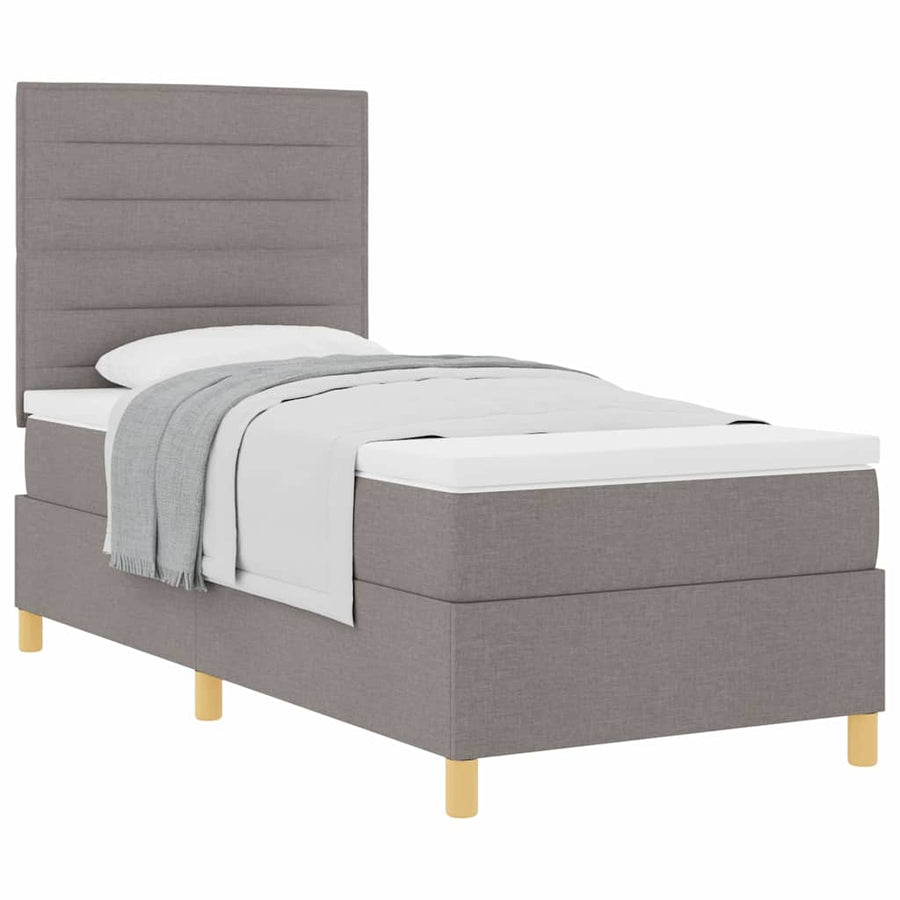 Boxspringbed met matras stof taupe Single