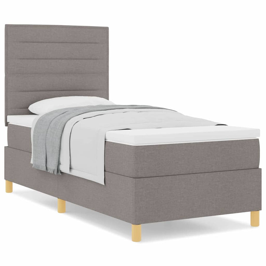 Boxspringbed met matras stof taupe Single