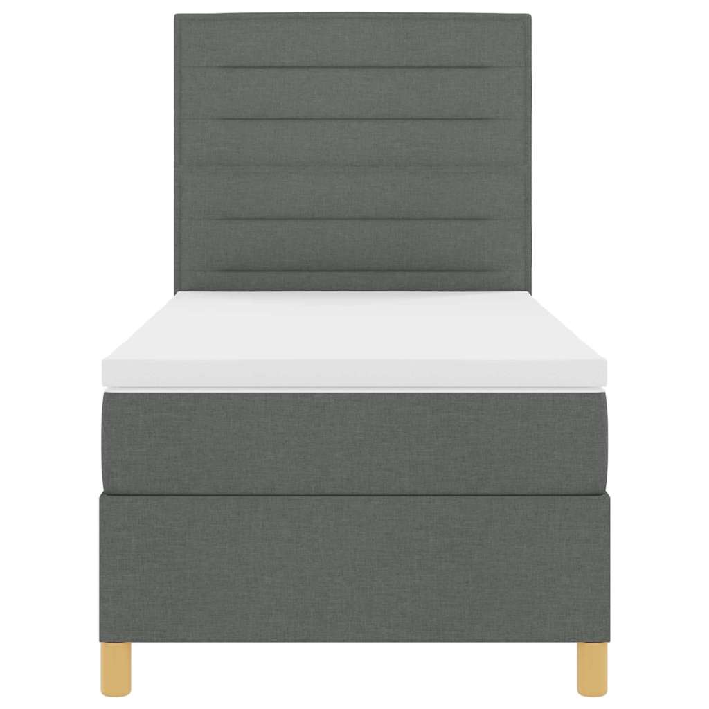Boxspringbed met matras Donkergrijs 90 x 200 cm Stof